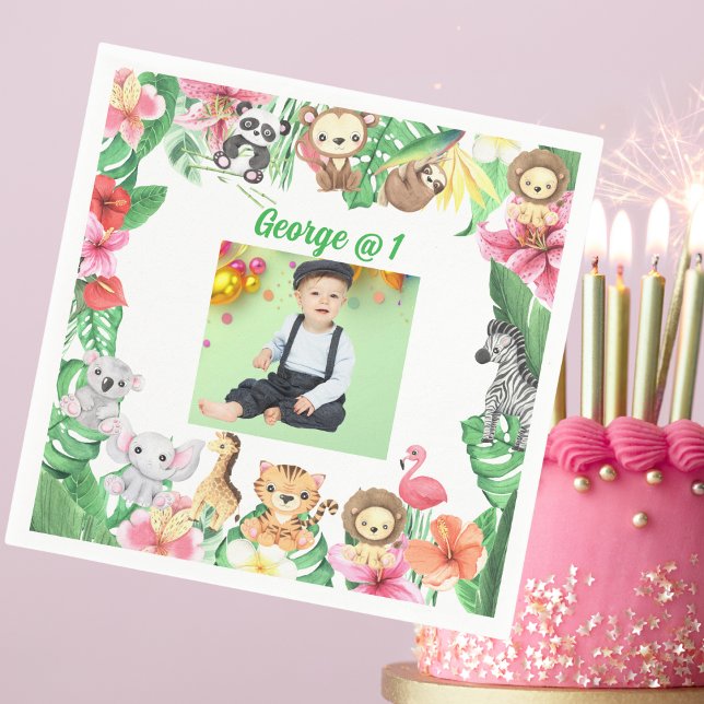 Serviette En Papier Wild One Jungle Safari Thème 1er anniversaire fête (Créateur téléchargé)