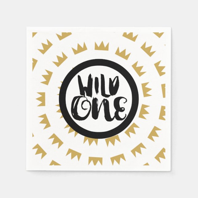 Serviette En Papier Wild One King of Things Crown 1st Birthday Party (Devant)