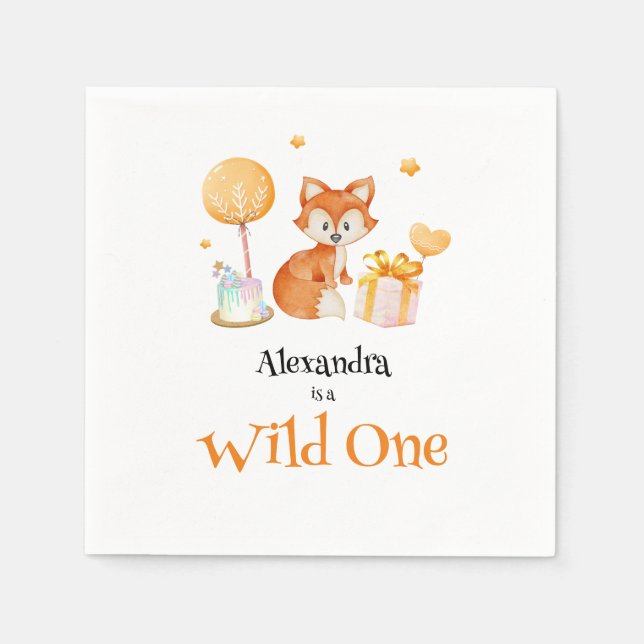 Serviette En Papier Wild One mignonne Fox premier anniversaire (Devant)