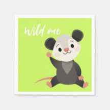Wild One Opossum Cute Green Woodland Party
