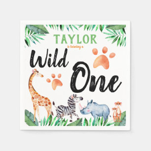 Serviette En Papier Wild One Safari Animal 1er fête d'anniversaire