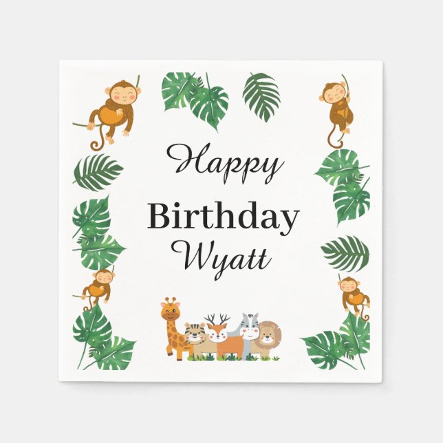 Serviette En Papier Wild One Safari animal Anniversaire serviettes (Devant)