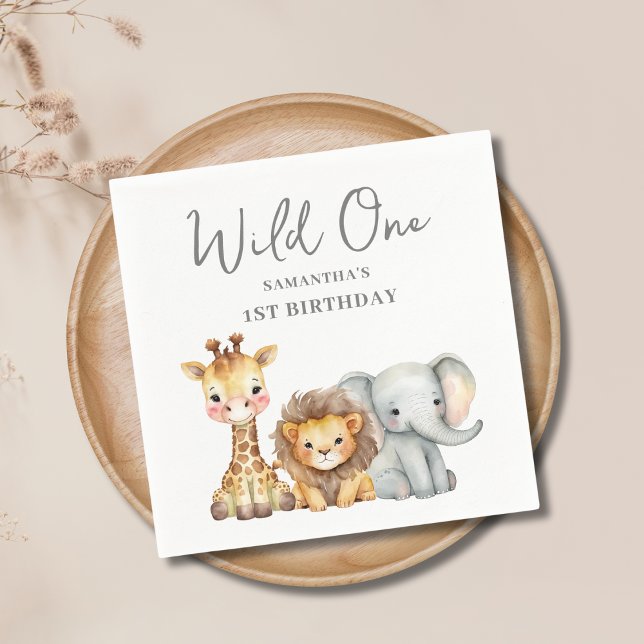 Serviette En Papier Wild One Safari animal premier anniversaire (Créateur téléchargé)