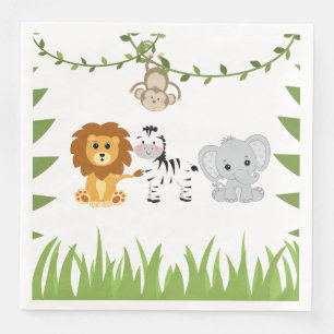 Serviette En Papier Wild One Safari Animaux Baby shower Papier Napkin