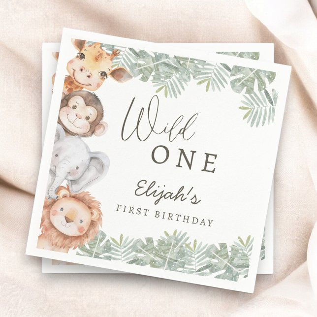 Serviette En Papier Wild One Safari Boy's 1st Birthday (Créateur téléchargé)