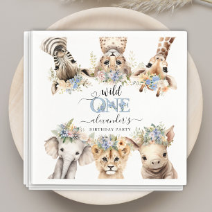 Serviette En Papier Wild One Safari Jungle Boy 1er Anniversaire Napkin