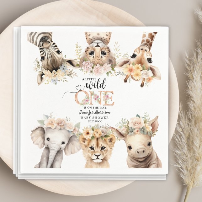 Serviette En Papier Wild One Safari Jungle Girl Baby shower serviettes (Créateur téléchargé)