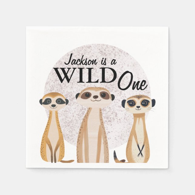 Serviette En Papier Wild One Safari premier anniversaire (Devant)