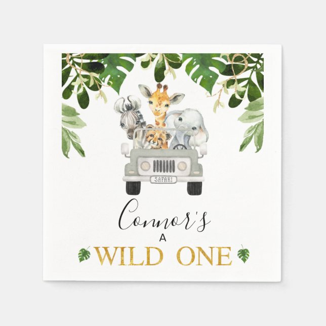 Serviette En Papier Wild One Safari premier anniversaire (Devant)