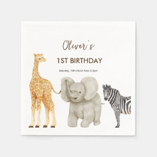 Serviette En Papier Wild One Safari Thème Premier anniversaire Invitat