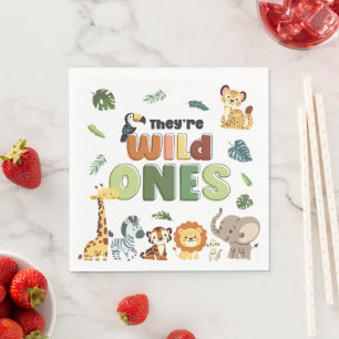 Serviette En Papier Wild One Safari Zoo Animal fête d'anniversaire