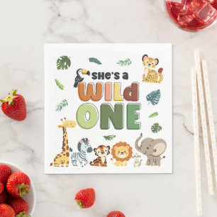 Serviette En Papier Wild One Safari Zoo Animal fête d'anniversaire