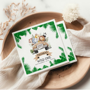 Serviette En Papier Wild One Tropical Jungle Safari Anniversaire
