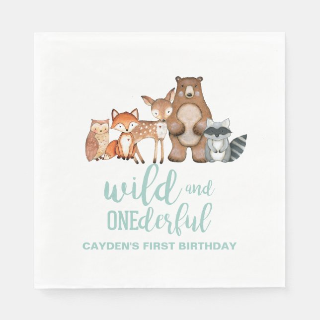 Serviette En Papier Wild Onederland Animal premier anniversaire Napk (Devant)