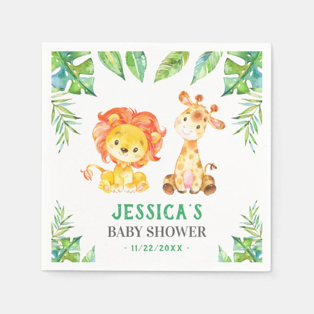 Serviette En Papier Wild Safari bébé garçon douche Jungle Sprinkl Part (Devant)