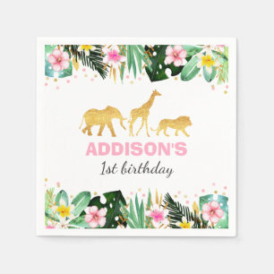 Serviette En Papier Wild Un Anniversaire Jungle Animaux Napkin