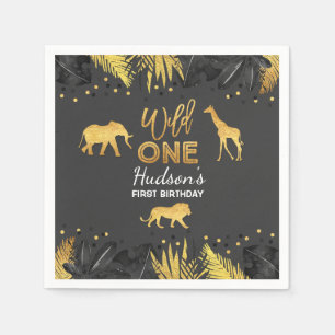 Serviette En Papier Wild Un Anniversaire Jungle Animaux Napkin