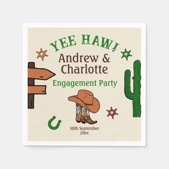 Serviette En Papier Wild West Rustic Cowboy Parti occidental (Devant)
