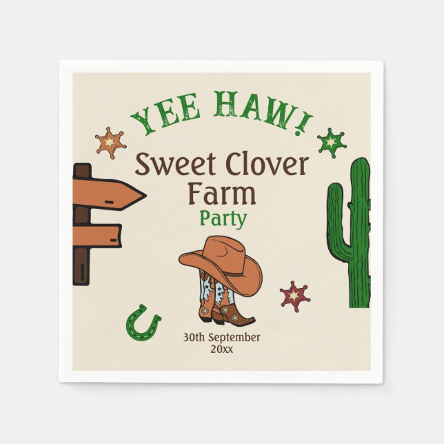 Serviette En Papier Wild West Rustic Cowboy Parti occidental (Devant)