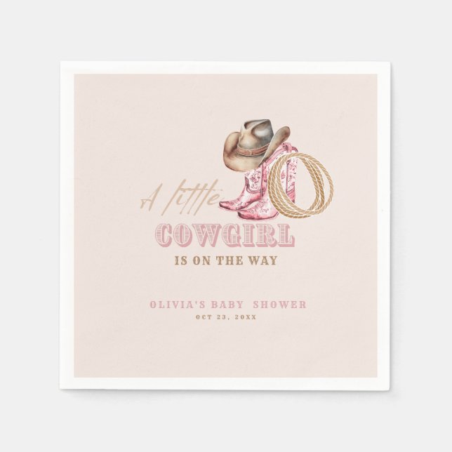 Serviette En Papier Wild Western Little Cowgirl Baby Shower Party   (Devant)