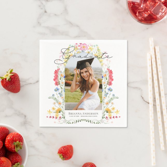 Serviette En Papier Wildflower Arch Photo Graduation (En situation)
