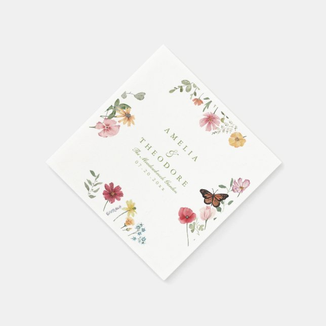 Serviette En Papier Wildflower Garden Wedding Napkins (Coin)