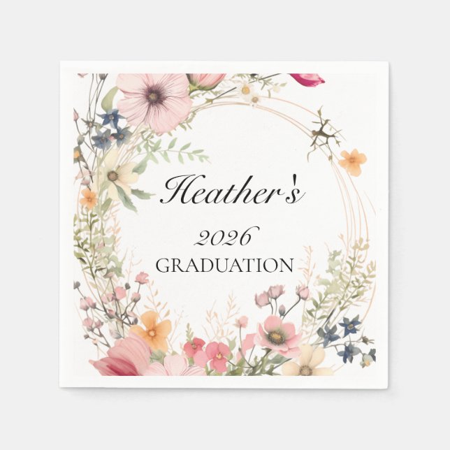 Serviette En Papier Wildflower Graduation  (Devant)