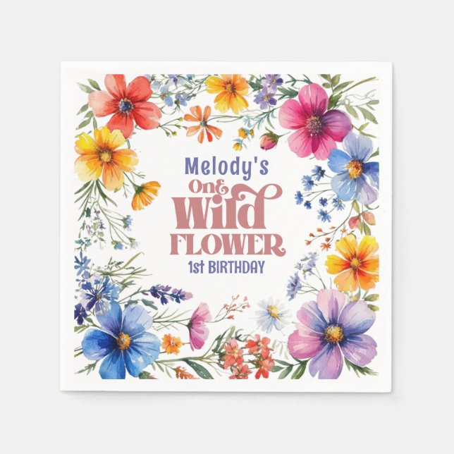 Serviette En Papier Wildflower Wild One 1st birthday  Napkins (Devant)