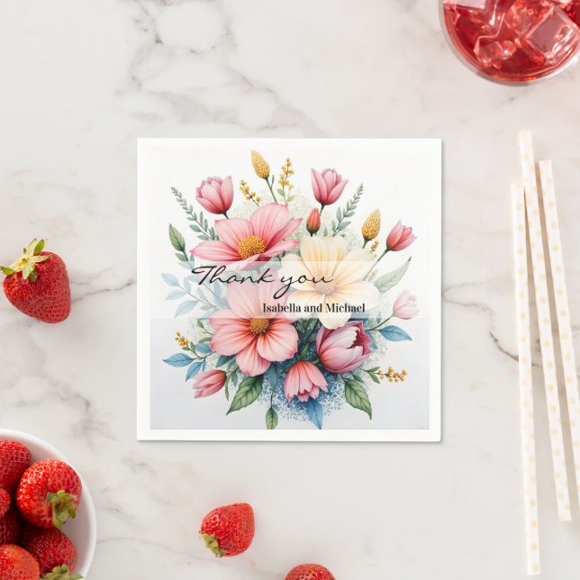 Serviette En Papier Wildflowers Beautiful Trendy Luxury Collection (En situation)