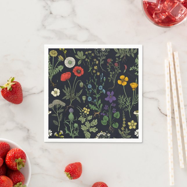 Serviette En Papier Wildflowers collage (En situation)