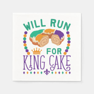 Serviette En Papier Will Run for King Cake Funny Mardi Gras Running