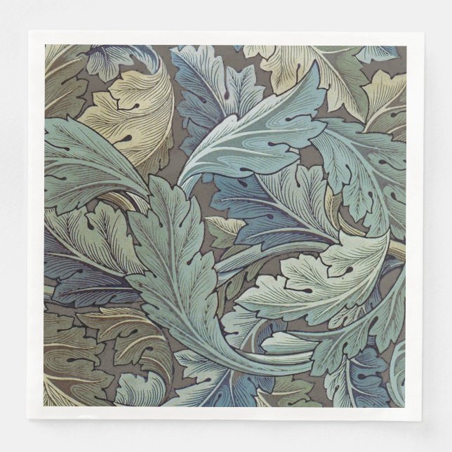 Serviette En Papier William Morris Acanthus Sage Fleur Floral Botaniqu (Devant)