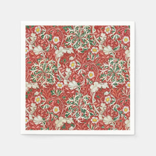 Serviette En Papier William Morris Algue Antique Fleur Rouge Vert