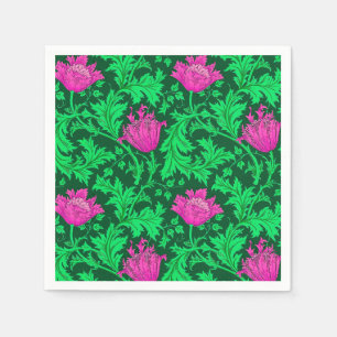 Serviette En Papier William Morris Anemone, Emerald Green et Fuchsia