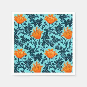 Serviette En Papier William Morris Anemone, Indigo Blue et Coral