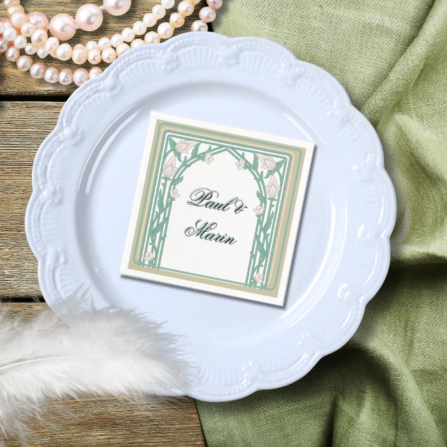 Serviette En Papier William Morris Art déco Floral Vins verts (Créateur téléchargé)