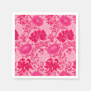 Serviette En Papier William Morris Chrysanthemums, Fuchsia Pink