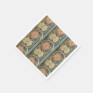 Serviette En Papier William Morris Fleurs Roses Broderie de Soie Antiq