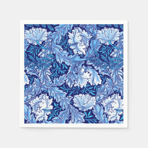 Serviette En Papier William Morris floral, bleu de cobalt et blanc