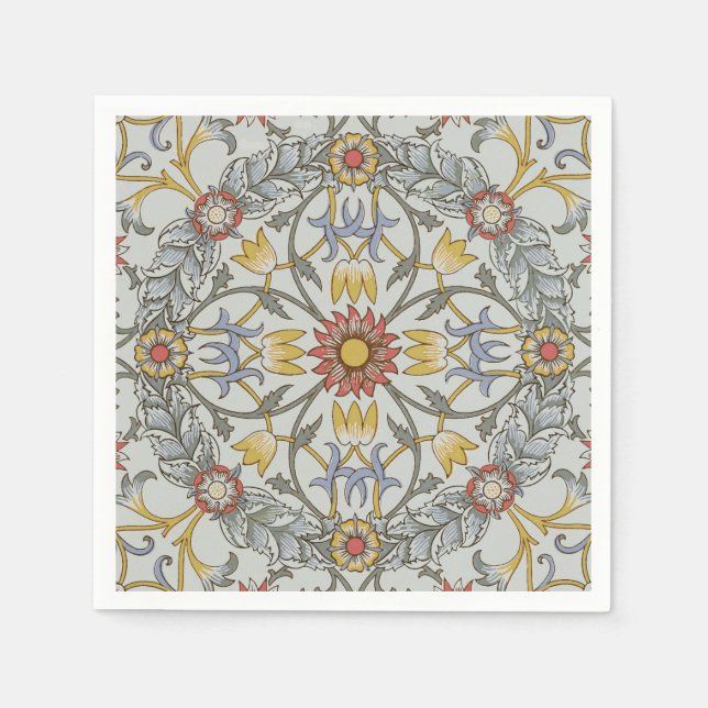Serviette En Papier William Morris Floral Circle Flower Illustration (Devant)