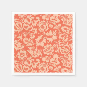 Serviette En Papier William Morris Floral Damask, Peach et Coral