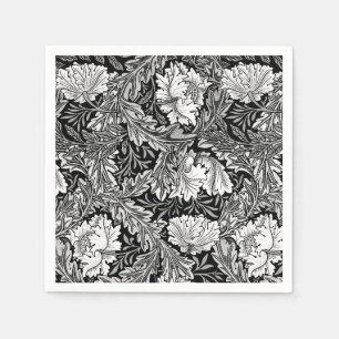Serviette En Papier William Morris Floral, noir, blanc & gris / gris