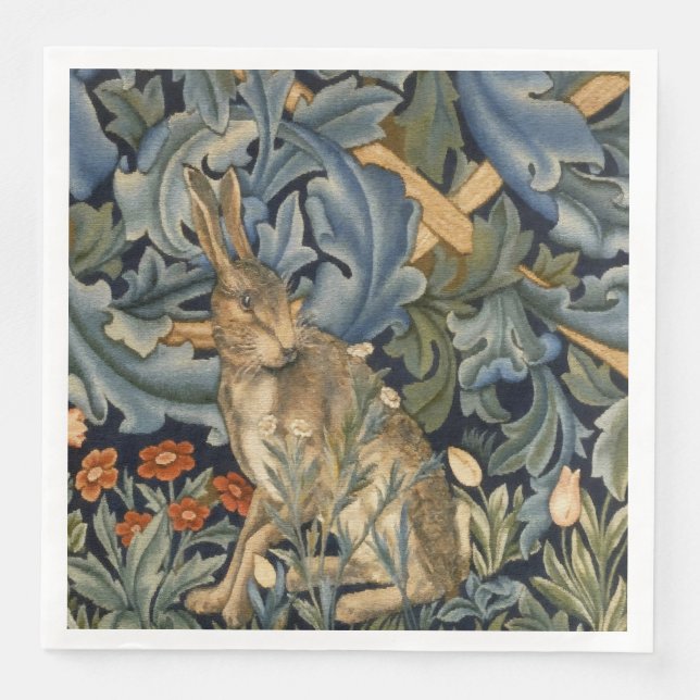 Serviette En Papier William Morris Forest Rabbit Floral Art Nouveau (Devant)