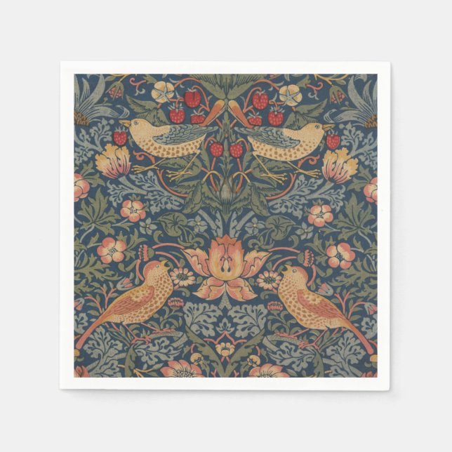 Serviette En Papier William Morris Fraise Voleurs Oiseaux (Devant)