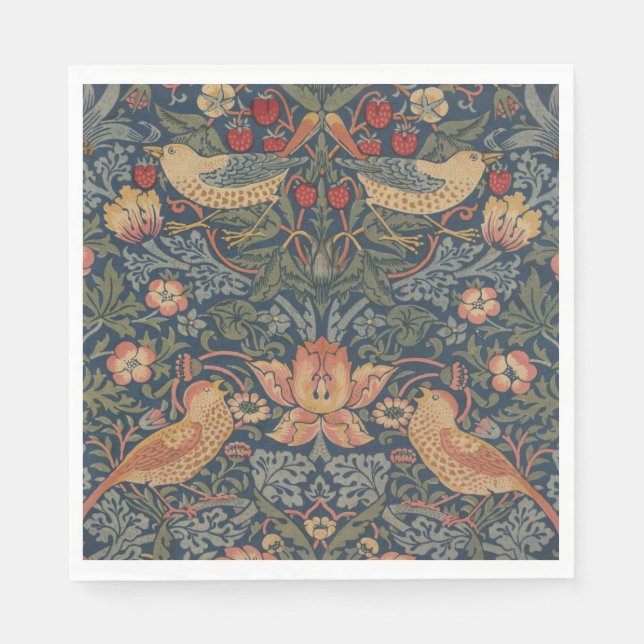 Serviette En Papier William Morris Fraise Voleurs Oiseaux (Devant)