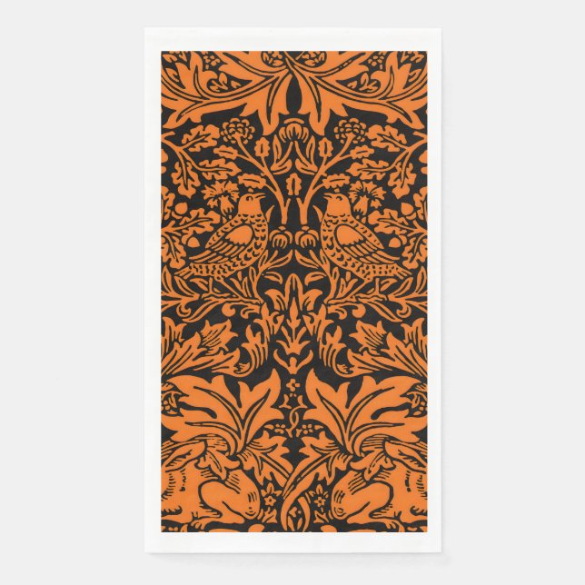 Serviette En Papier William Morris Frère Lapin Motif Noir Rust (Devant)