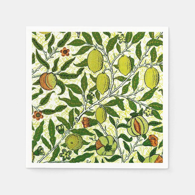 Serviette En Papier William Morris Fruit exotique, Citron jaune (Devant)