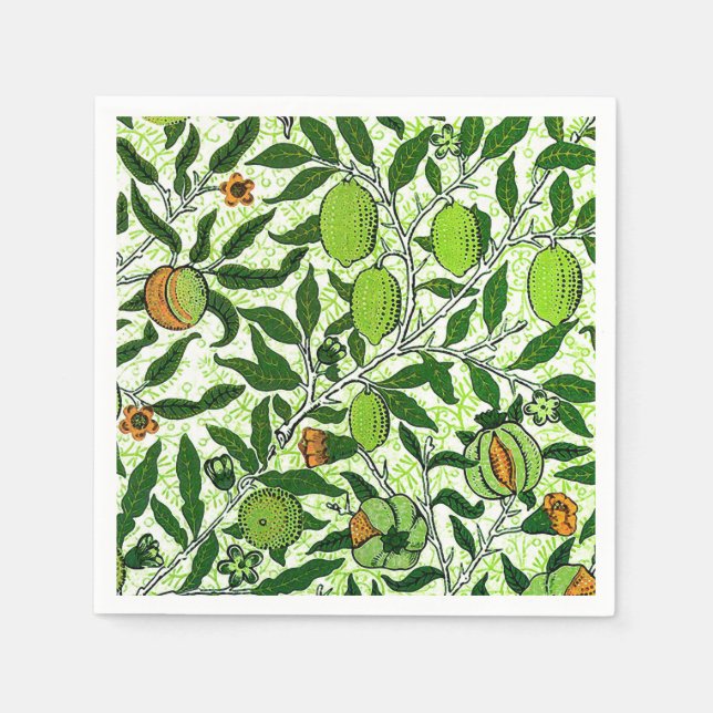 Serviette En Papier William Morris Fruit exotique, Vert citron vert (Devant)