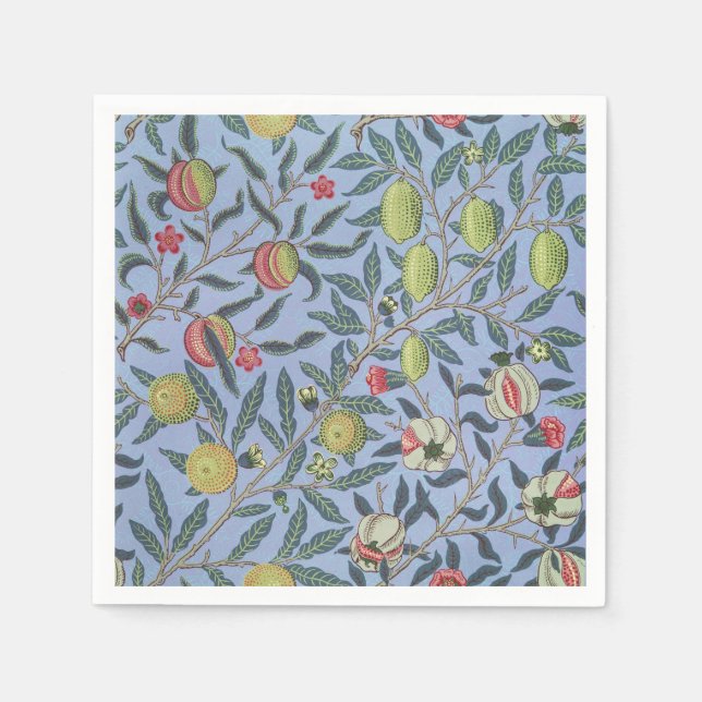 Serviette En Papier William Morris Fruit grenade bleu ornement (Devant)