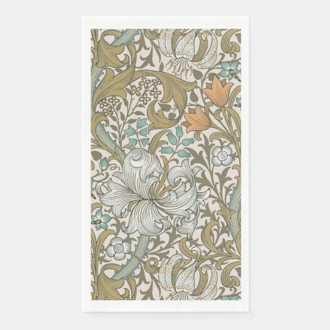 Serviette En Papier William Morris Golden Lily Blue Gold Classic (Devant)